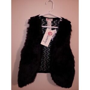 NWT - OLSENBOYE - Youth Girls Faux Fur Vest - black - Size M